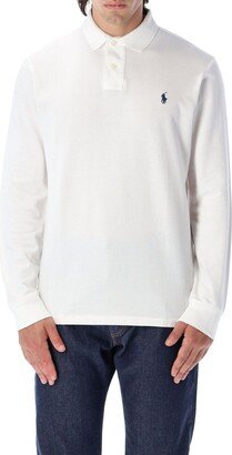 Logo Embroidered Long-Sleeved Polo Shirt