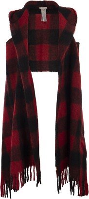 Hooded Scarf With Checked Pattern-AC