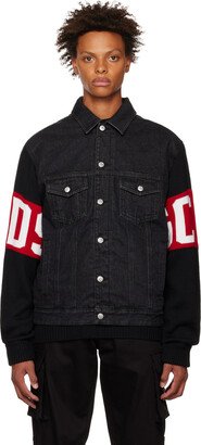 Black Paneled Denim Jacket-AB