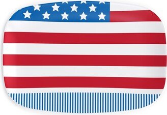 Serving Platters: American Flag - Red, White And Royal Blue Serving Platter, Blue