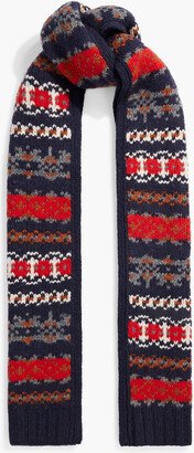 Fair Isle jacquard-knit wool-blend scarf