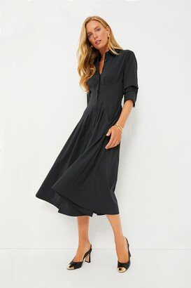 SIMKHAI Black Jazz Pintuck Midi Dress