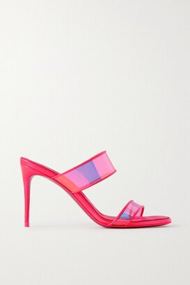 Just Loubi 85 Neon Leather-trimmed Iridescent Pvc Mules - Pink