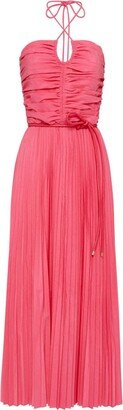 Rosa pleated halterneck midi dress