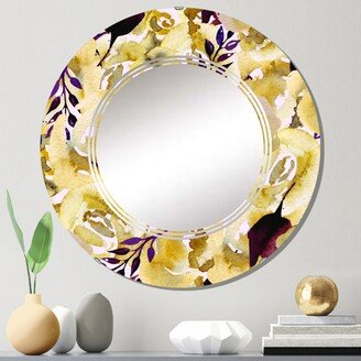 Designart 'Yellow And Purple Retro Pattern' Printed Patterned Wall Mirror