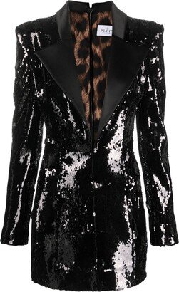 Sequin-Embellished Fitted Blazer Dress