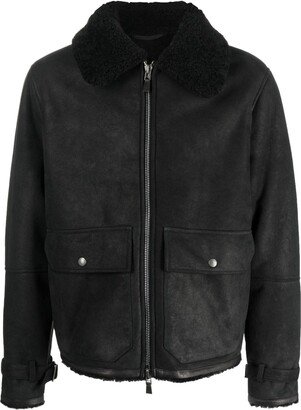 Shearling-Detail Leather Jacket