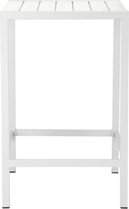 Kylo 43 Inch Outdoor Bar Table, Crisp White Aluminum Metal Frame, Small