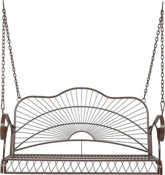 karlinc 47 Outdoor Garden Iron Wire Double Swing Chair Dark Brown