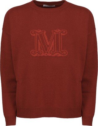 Motif Embroidered Crewneck Knit Sweater