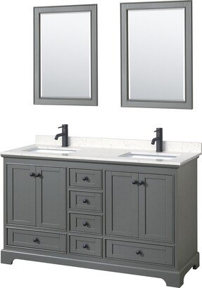 Deborah 60-inch Double Vanity, Cultured Marble Top, 24-inch Mirrors