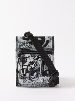 Explorer Graffiti-print Leather Pouch