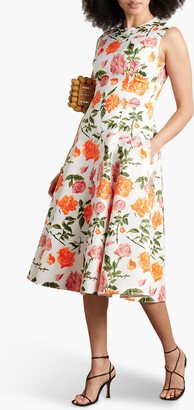 Mara floral-print faille midi dress-AA