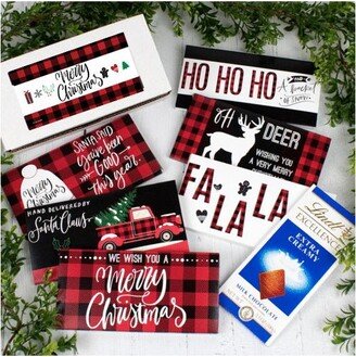 Just Candy Christmas Candy Gift Box Lindt Chocolate Bars (6 pack) - Red Plaid