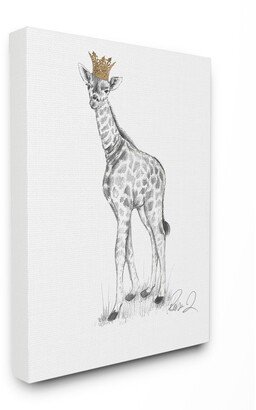 Giraffe Royalty Graphite Drawing Canvas Wall Art, 24 x 30