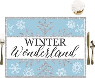 Big Dot of Happiness Winter Wonderland - Party Table Decorations - Snowflake Holiday Party and Winter Wedding Placemats - Set of 16