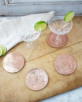 Coppermill Kitchen Vintage-Inspired Copper Coasters, Set of 4