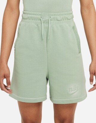 Seasonal Classics washed high waisted shorts in dusty green