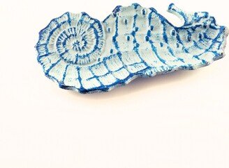 Sea Horse Cast Iron Blue White Jewelry Soap Dish Beach Decor Seastyle