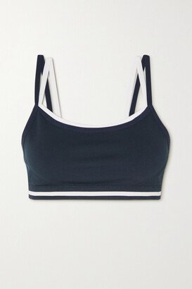 Form Seamless Kelsey Layered Striped Stretch-knit Sports Bra - Blue