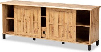 Unna Wood 2 Door TV Stand for TVs up to 65 Oak Brown/Black