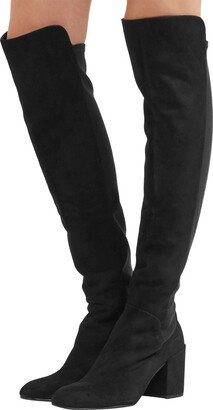 Women's Halftime Stretch-Crepe Black Suede Over-The-Knee Boot