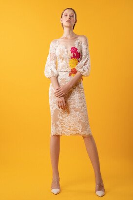 Gemy Maalouf Floral Lace Top and Skirt