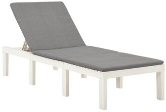 Sun Lounger with Cushion Plastic White