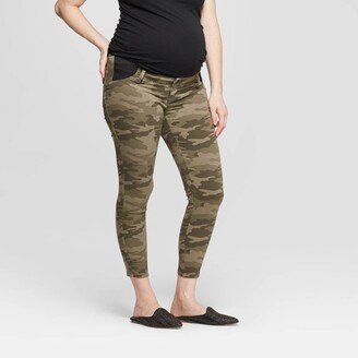 Maternity Camo Print Under Belly Skinny Cropped Jeans - Isabel Maternity by Ingrid & Isabel™ Olive