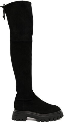 Tie-Fastened Thigh High Boots-AA