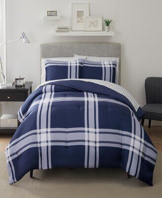 Simply Clean Jax Plaid Microbial-Resistant 7-Piece Complete Bedding Set, King