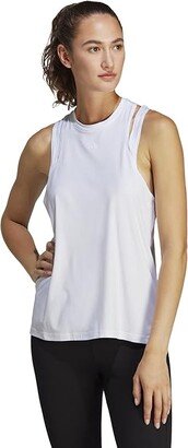 Aeroready Training Essentials 3-Bar Tank Top (White) Women's Clothing