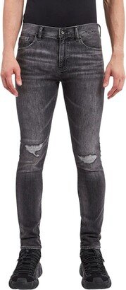 A|X Armani Exchange Men's Rip & Repair Knee Super Skinny Jeans