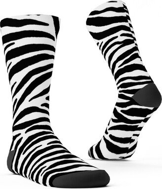 Socks: Zebra Print - Black And White Custom Socks, Black