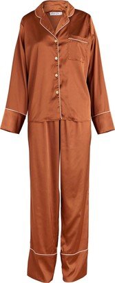 Gingerlilly Sleepwear Titiana Brown Satin Pyjama Set