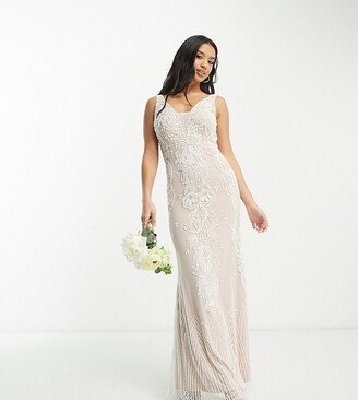 Bridal premium embellished v neck maxi dress in ivory-AA