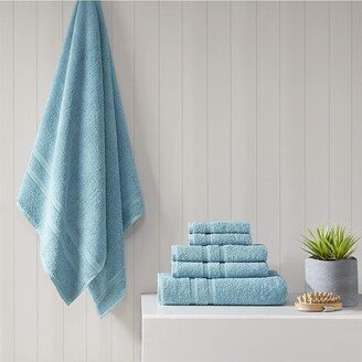 Gracie Mills Casual Turkish Cotton 6 Piece Towel Set with Aqua Finish 5DS73-0236