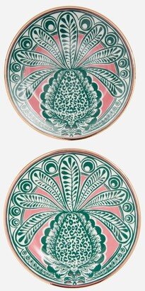 Set Of Two 18kt-gilded Porcelain Dessert Plates