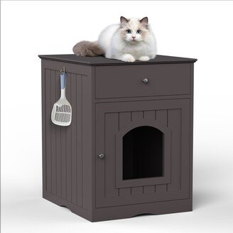 EDWINRAYLLC Hidden Cat litter Box Furniture Cabinet Indoor Cat House Side Table Pet Cage Bedside Table Cat Litter Box with Drawer Storage