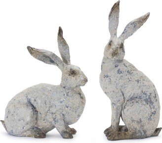 Set of 2 Weathered Sitting Rabbit Statues 12