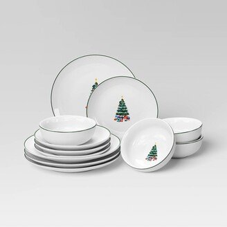 12pc Christmas Dinnerware Set White