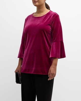 Plus Size Bella Stretch Velvet Bell-Sleeve Top