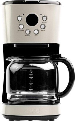 75028 Innovative 12 Cup Capacity Retro Style Programmable Home Countertop Coffee Maker Machine with Glass Carafe, Putty Beige