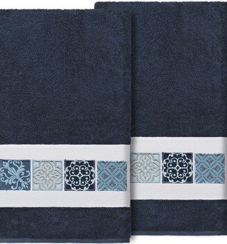 Vivian Embellished Bath Towel - Set of 2 - Midnight Blue