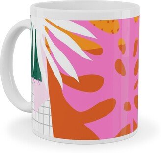 Mugs: Palm Leaves Patchwork Summer Collage - Multi Ceramic Mug, White, 11Oz, Multicolor