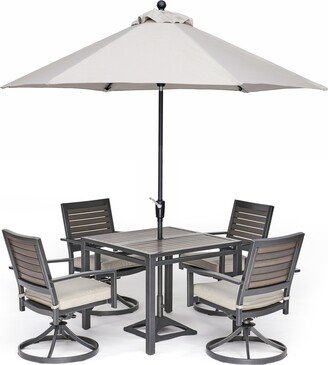 Agio Closeout! Marlough Ii Outdoor Aluminum 5-Pc. Dining Set (36 Square Dining Table and 4 Swivel Rockers), Created for Macy's