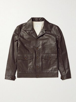 Slim-Fit Leather Blouson Jacket
