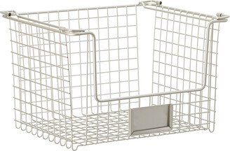 iDESIGN Stacking Wire Basket w/ Label Nickel