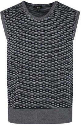 Patterned Sleeveless V-Neck Vest