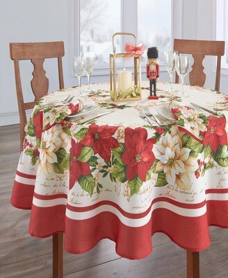 Red and White Poinsettias Tablecloth - 70